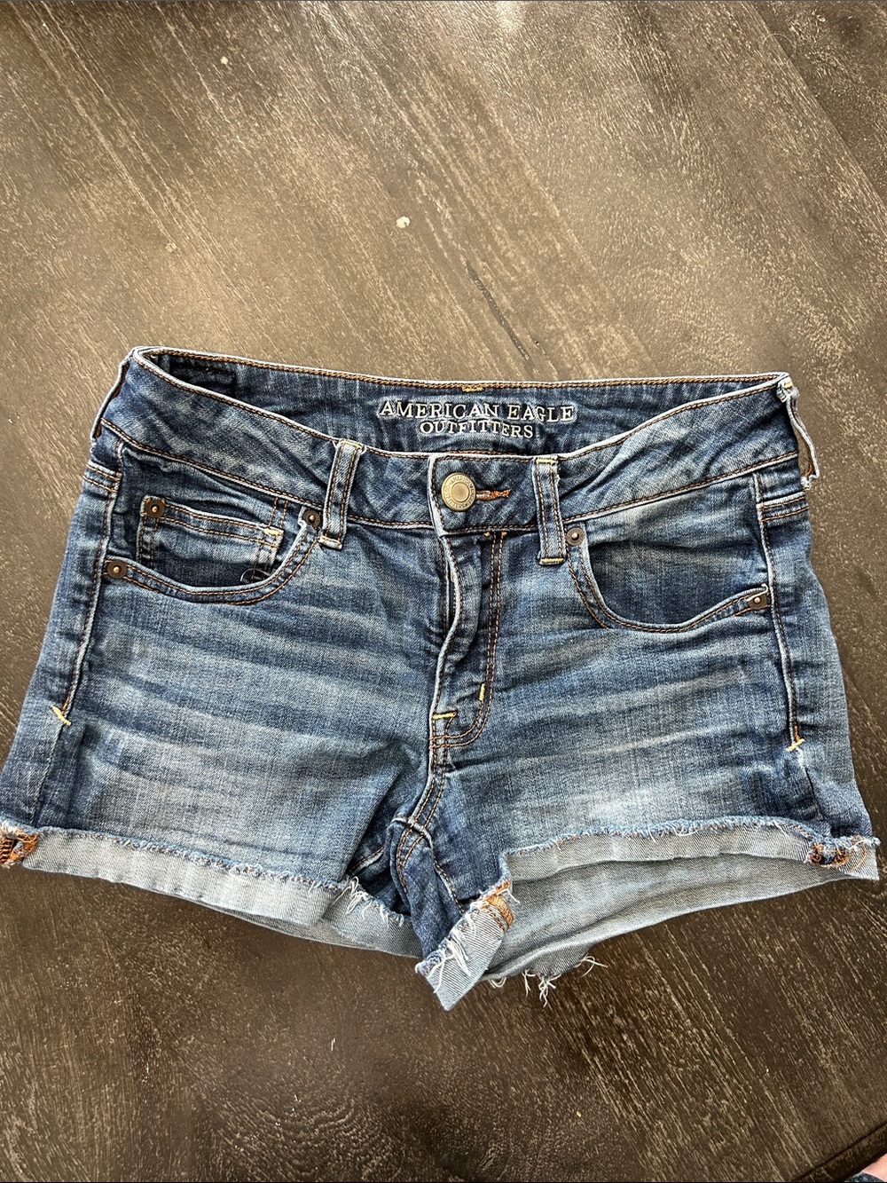 American Eagle Outfitters Women's Blue Distressed Denim Cutoff Shorts